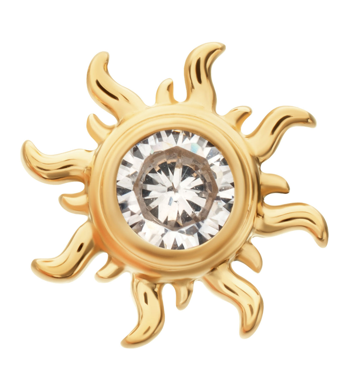 24kt Gold PVD Gothic Sunray CZ Titanium Threadless Top