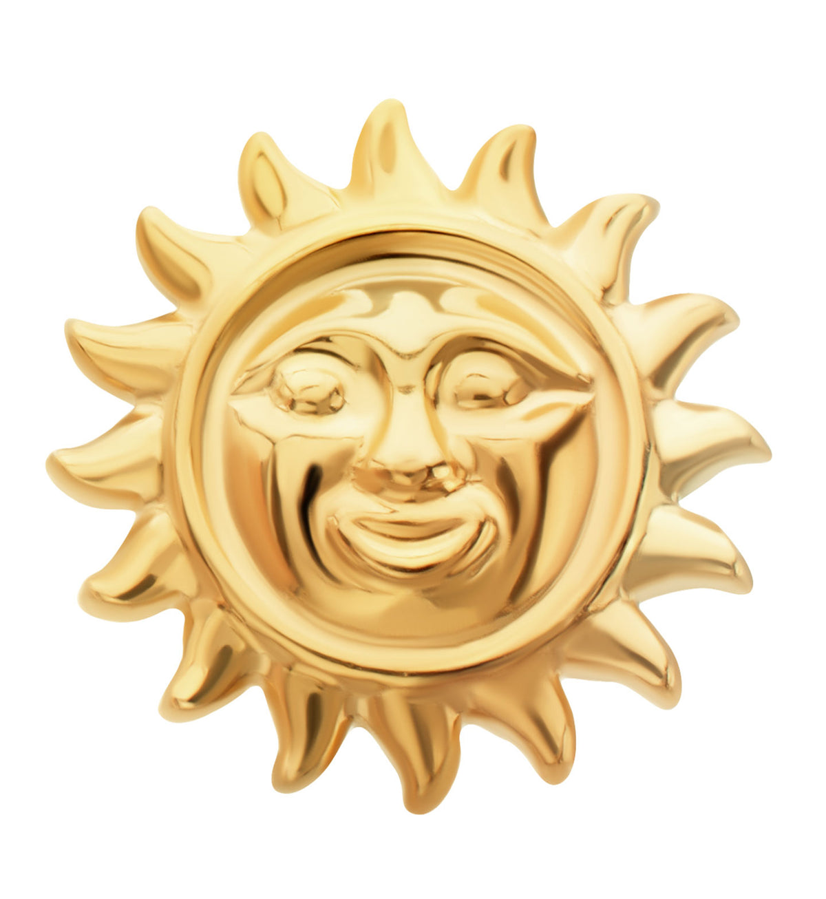 24kt Gold PVD Grinning Sun Titanium Threadless Top