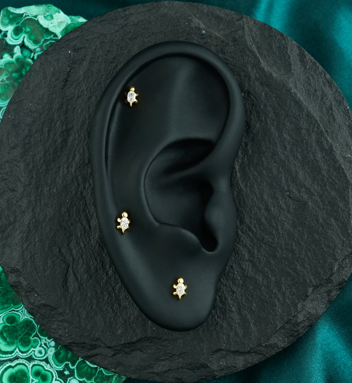 24kt Gold PVD Hatchling Clear CZ Titanium Threadless Top