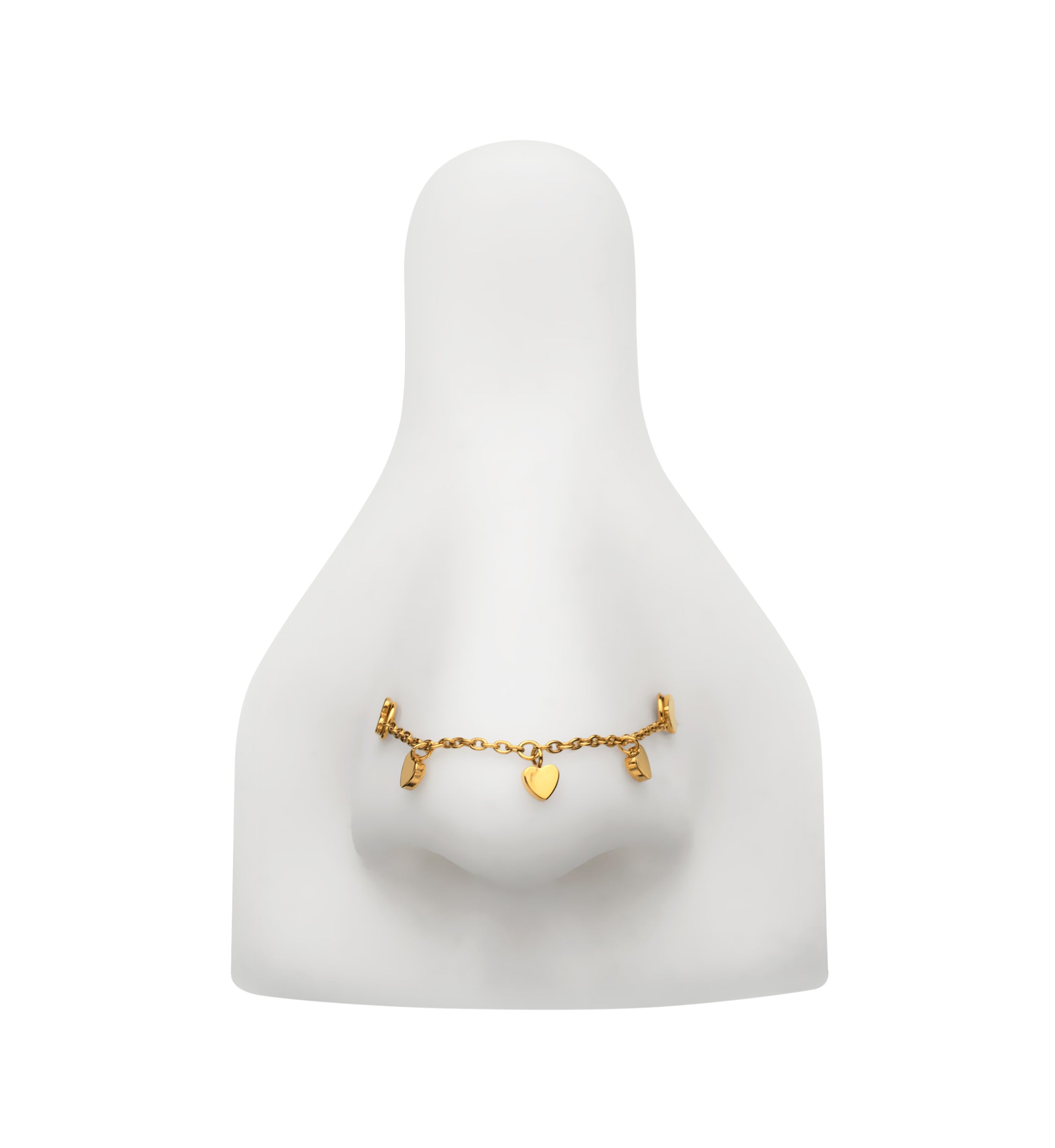 24kt Gold PVD Heart Dangle Titanium Connecting Piercing Chain