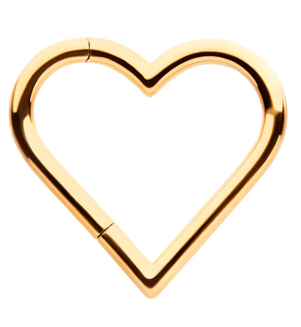24kt Gold PVD Heart Titanium Hinged Segment Ring