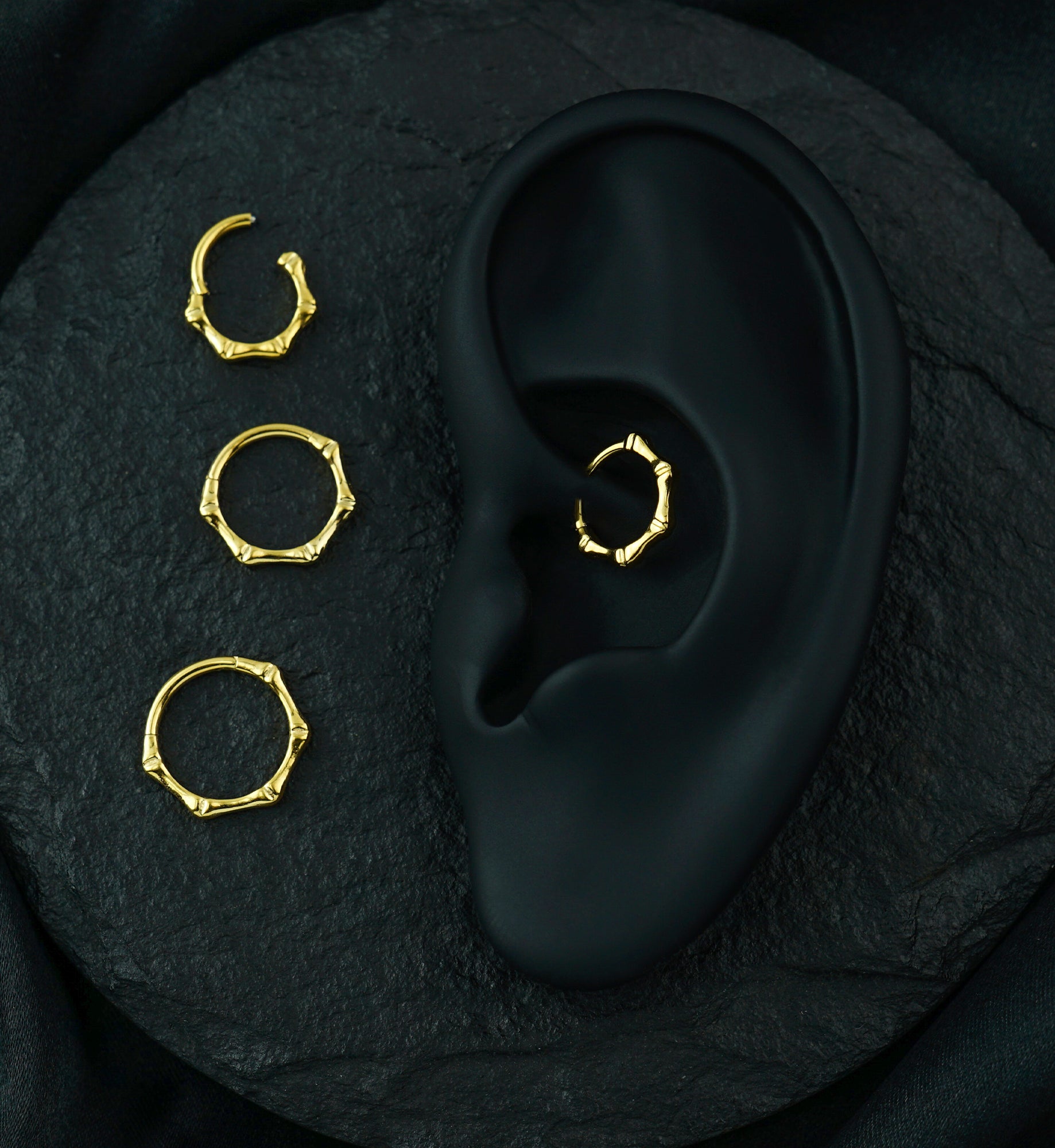 24kt Gold PVD Joint Titanium Hinged Segment Ring