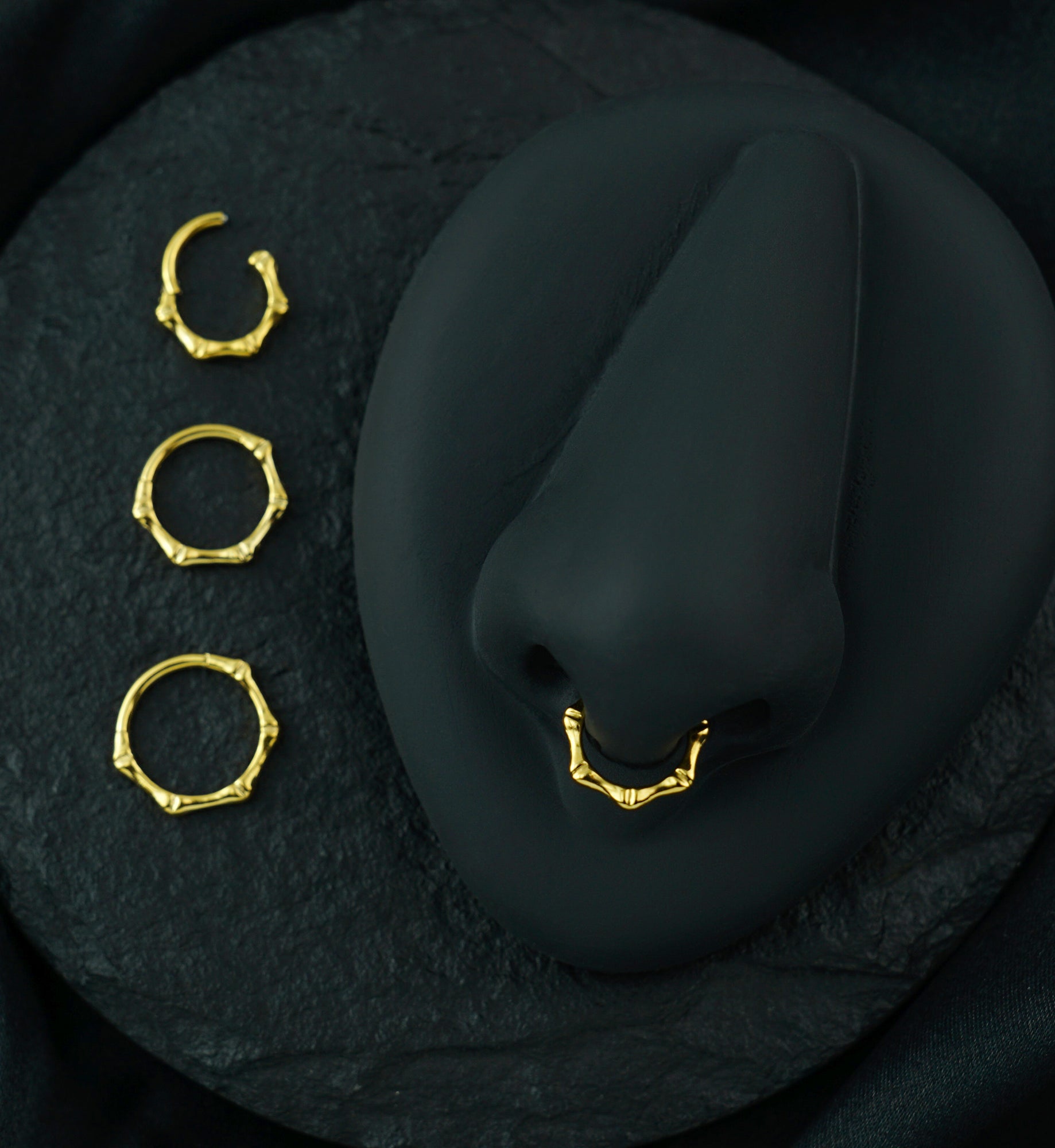 24kt Gold PVD Joint Titanium Hinged Segment Ring