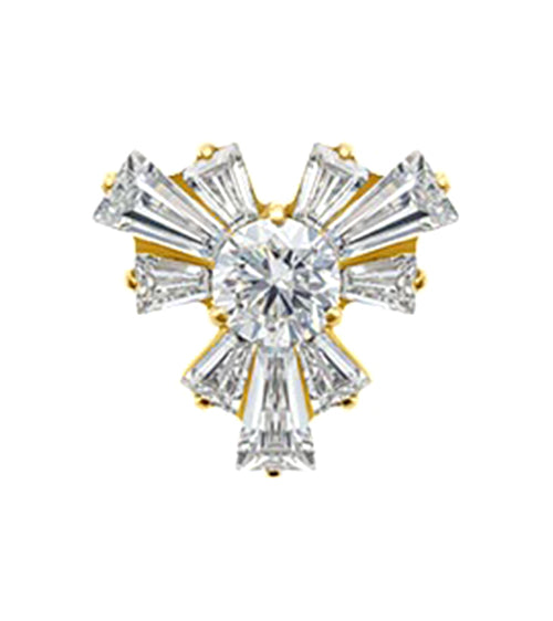 24kt Gold PVD Light Rays CZ Titanium Threadless Top