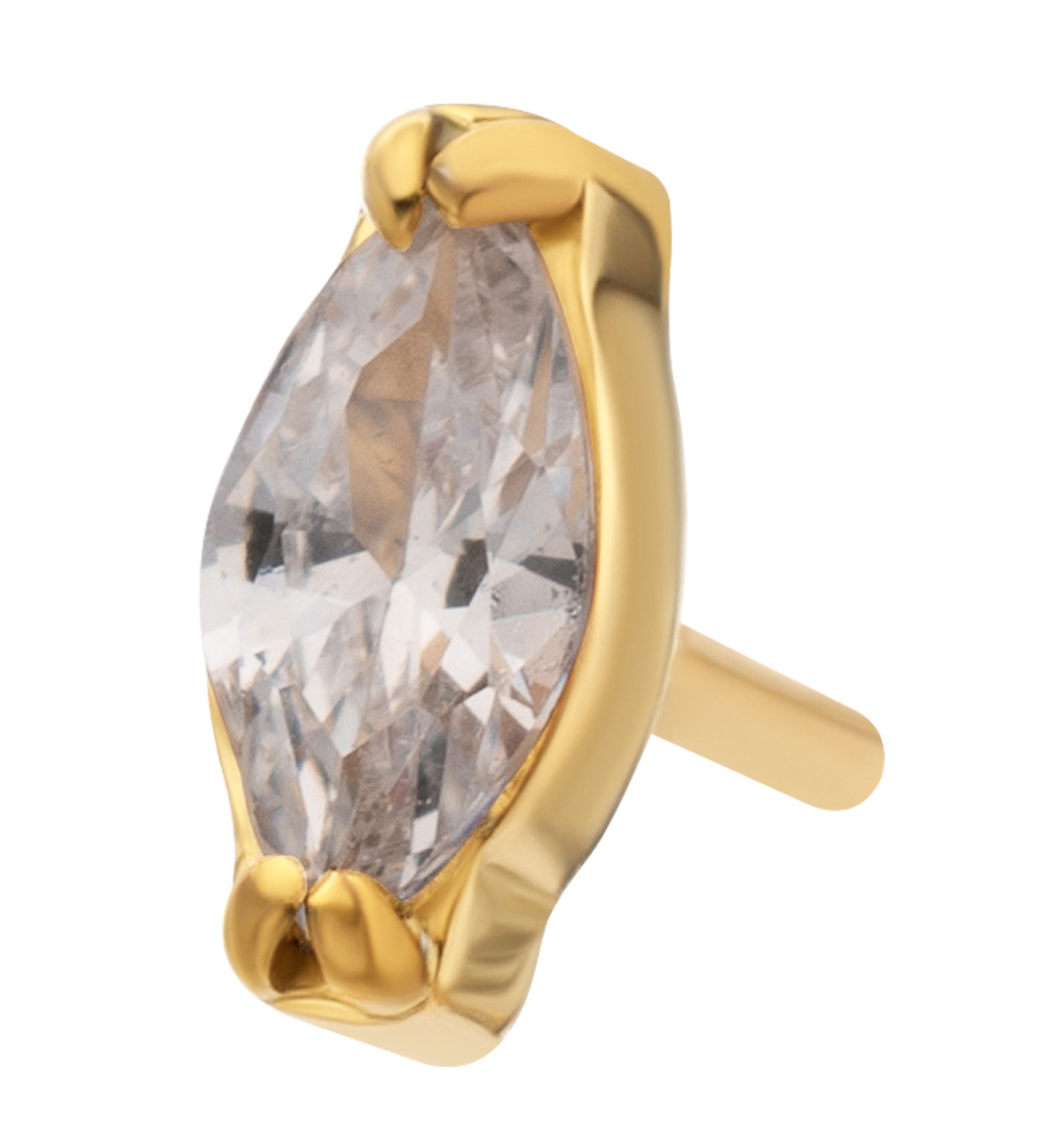 24kt Gold PVD Mini Empress CZ Threadless Titanium Top