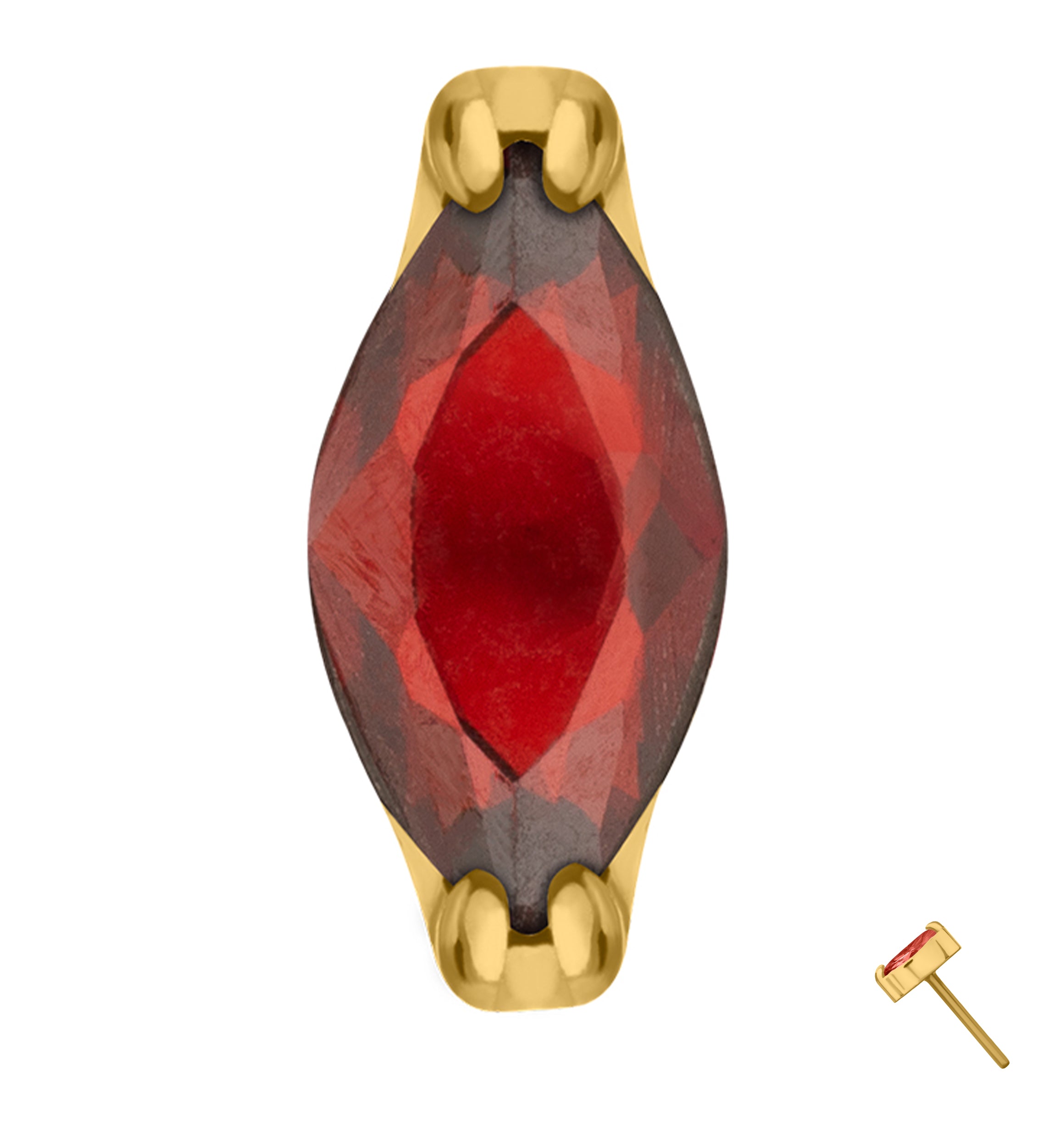 24kt Gold PVD Mini Empress Garnet CZ Threadless Titanium Top