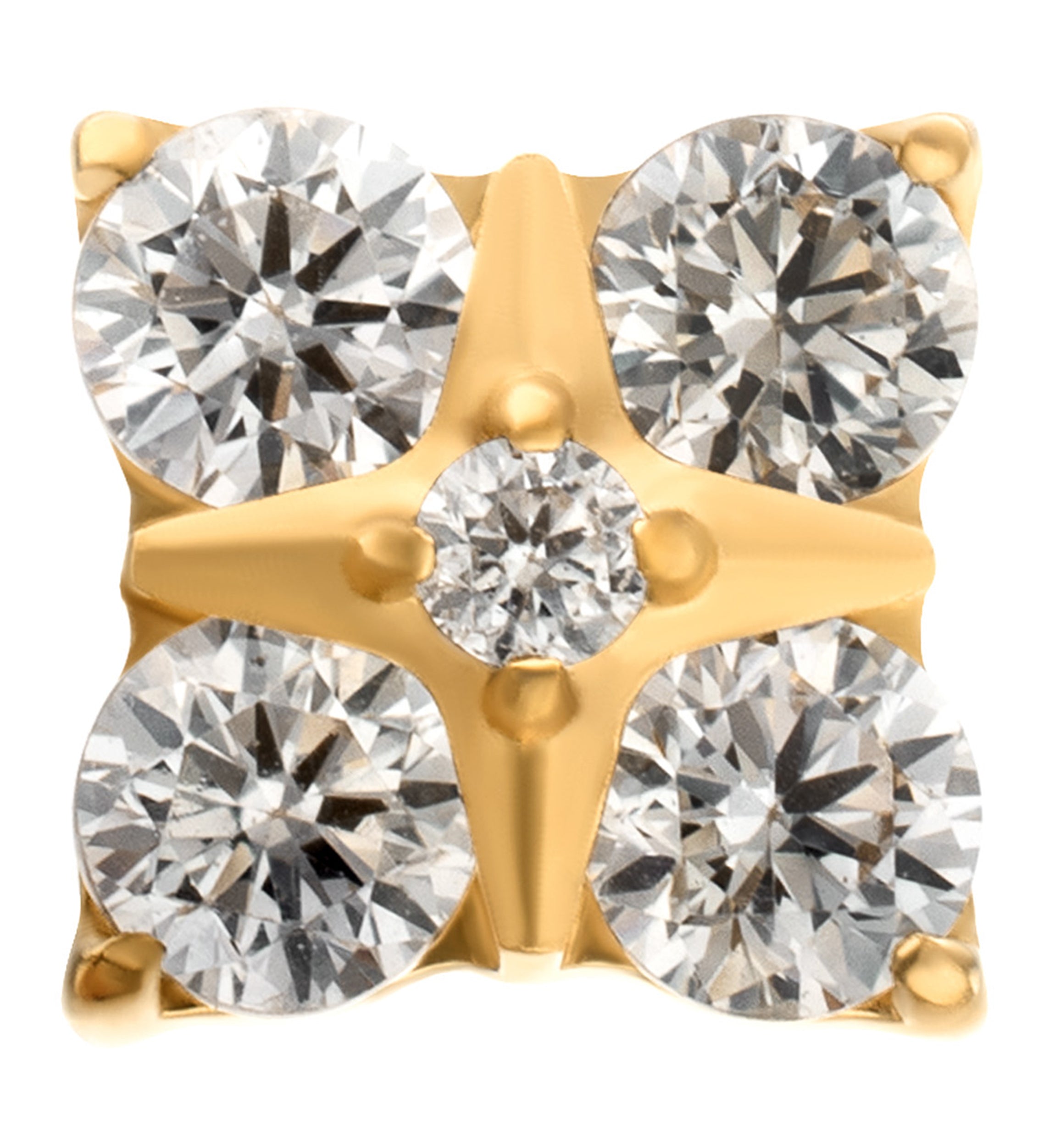 24kt Gold PVD Quadratic Clear CZ Titanium Threadless Top