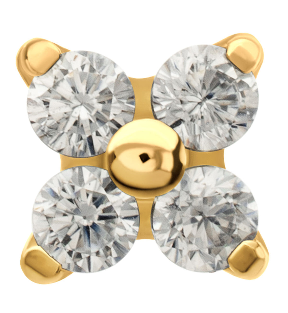 24kt Gold PVD Quarterly Clear CZ Titanium Threadless Top