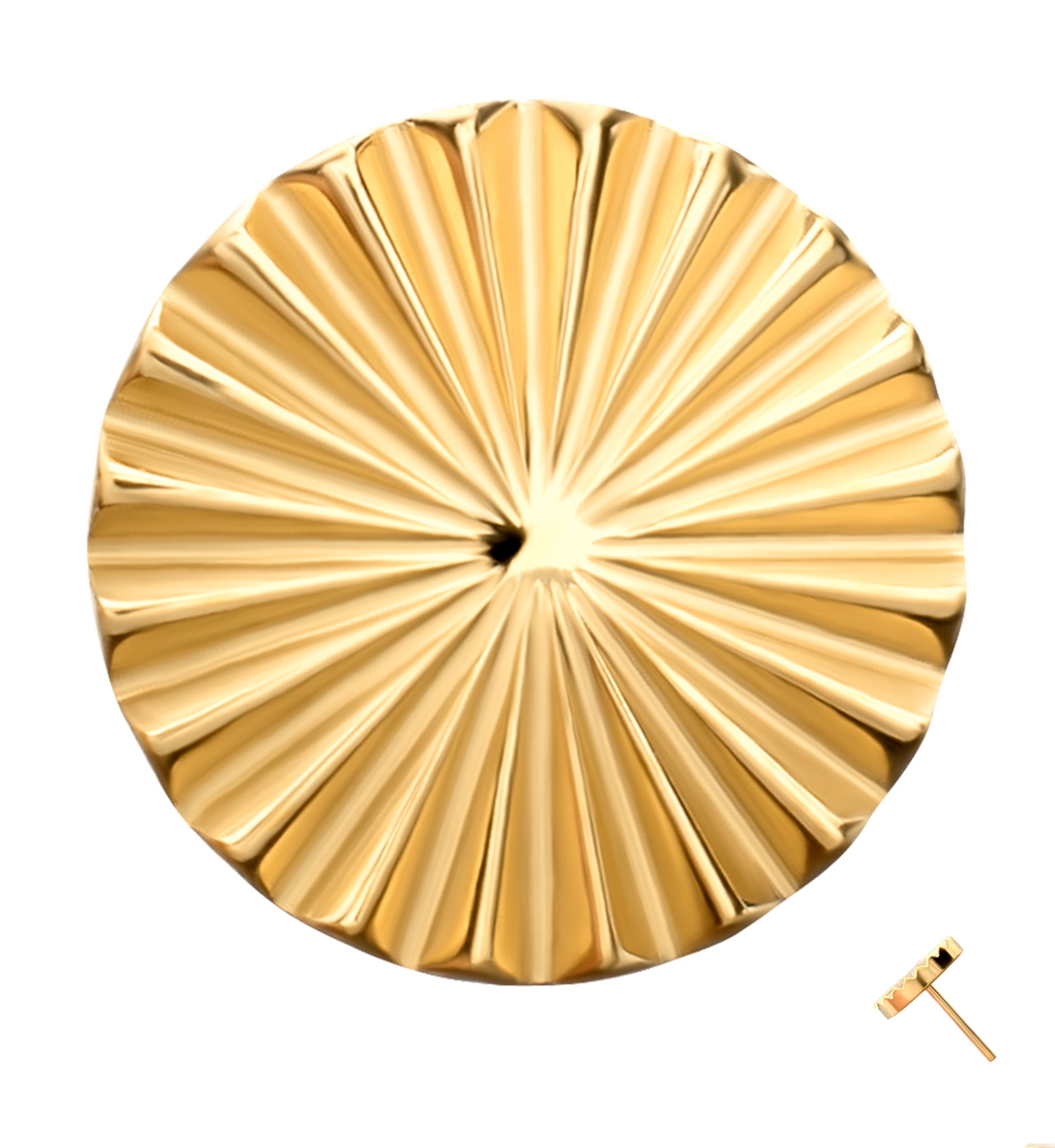 24kt Gold PVD Score Disk Titanium Threadless Top