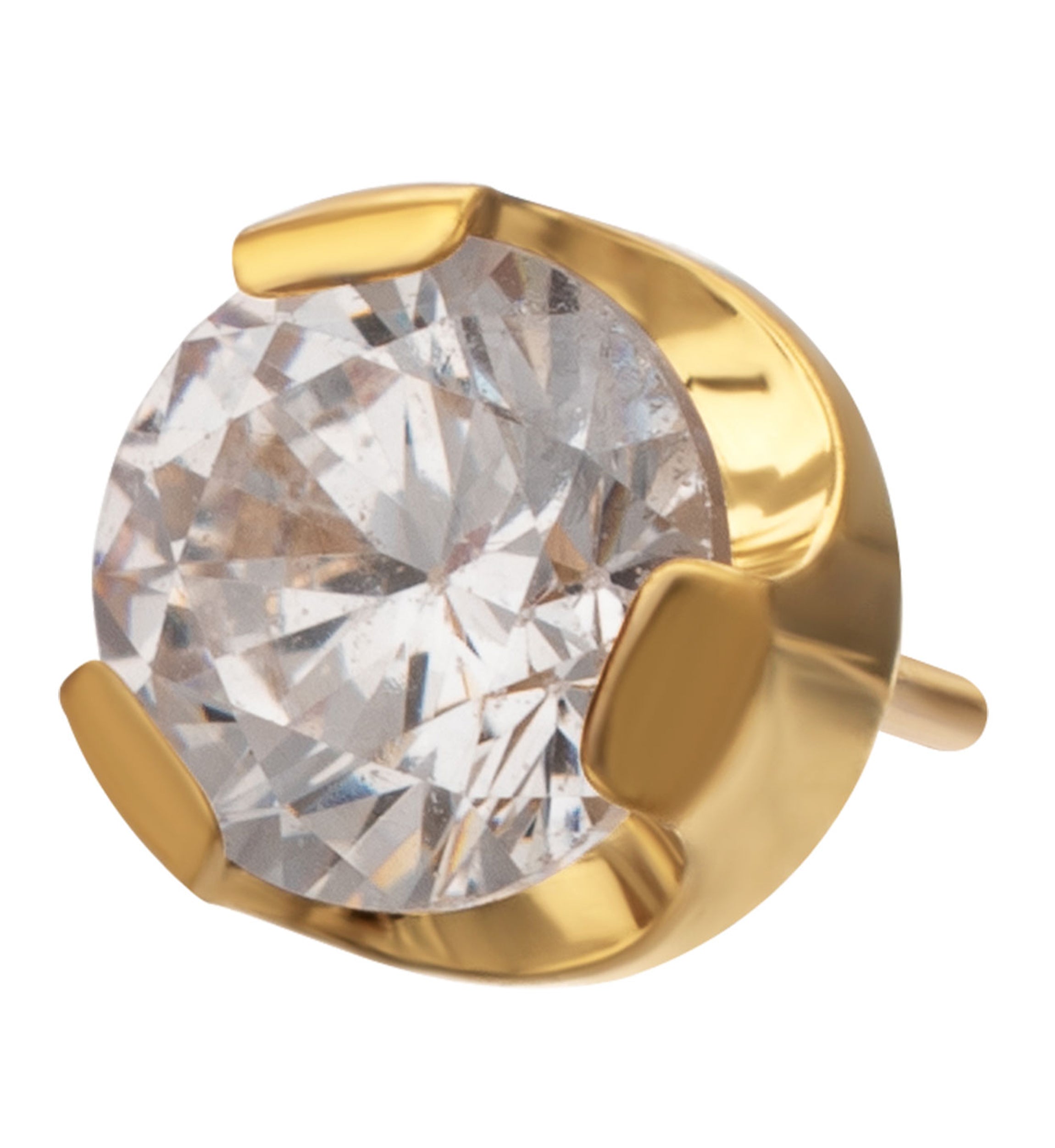 24kt Gold PVD Semi-Bezel Clear CZ Threadless Titanium Top