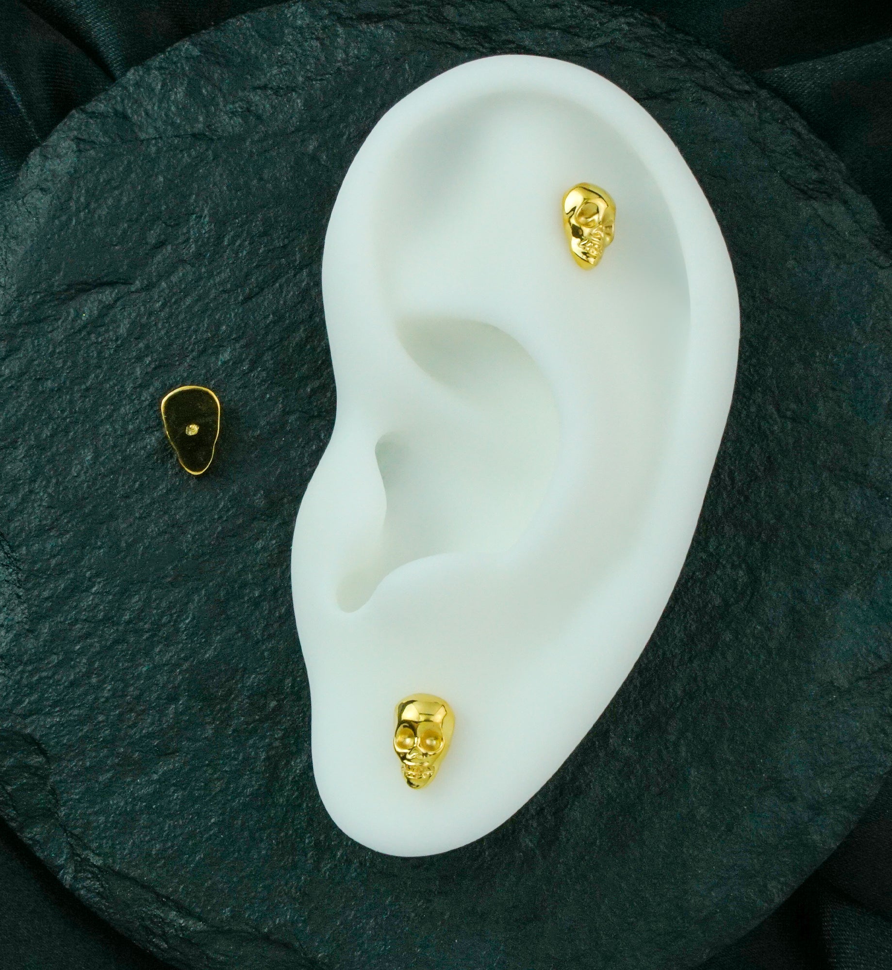 24kt Gold PVD Skull Head Titanium Threadless Top