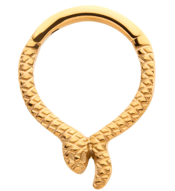 24kt Gold PVD Snake Wrap Titanium Hinged Segment Ring