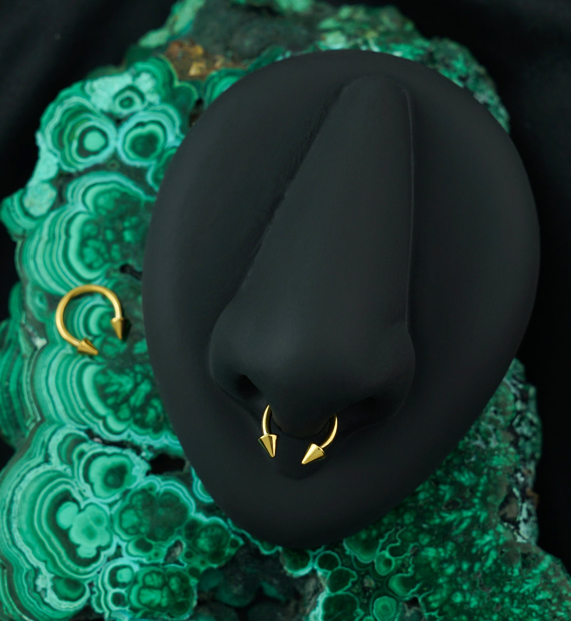 24kt Gold PVD Spike Internally Threaded Titanium Circular Barbell