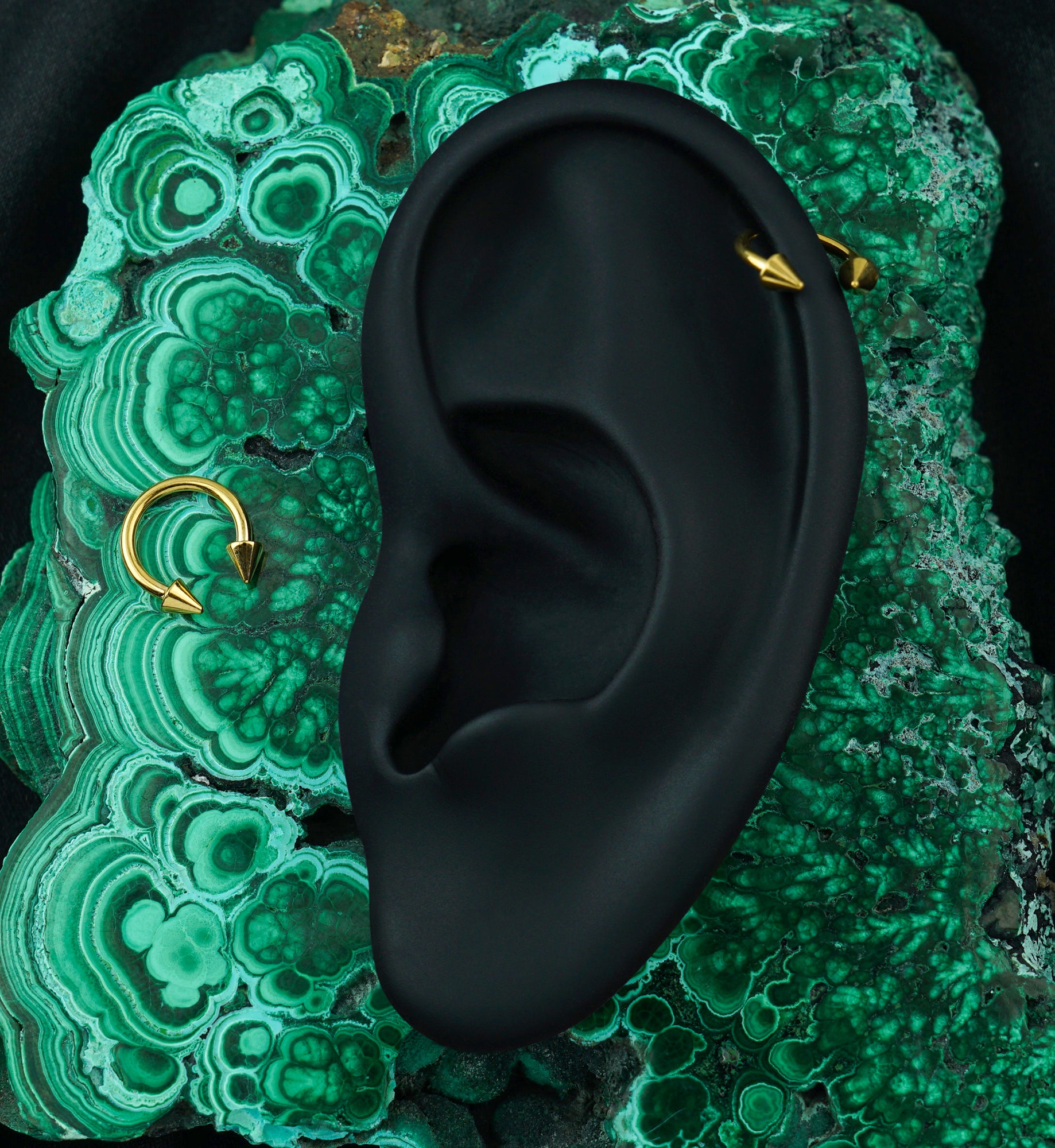 24kt Gold PVD Spike Internally Threaded Titanium Circular Barbell