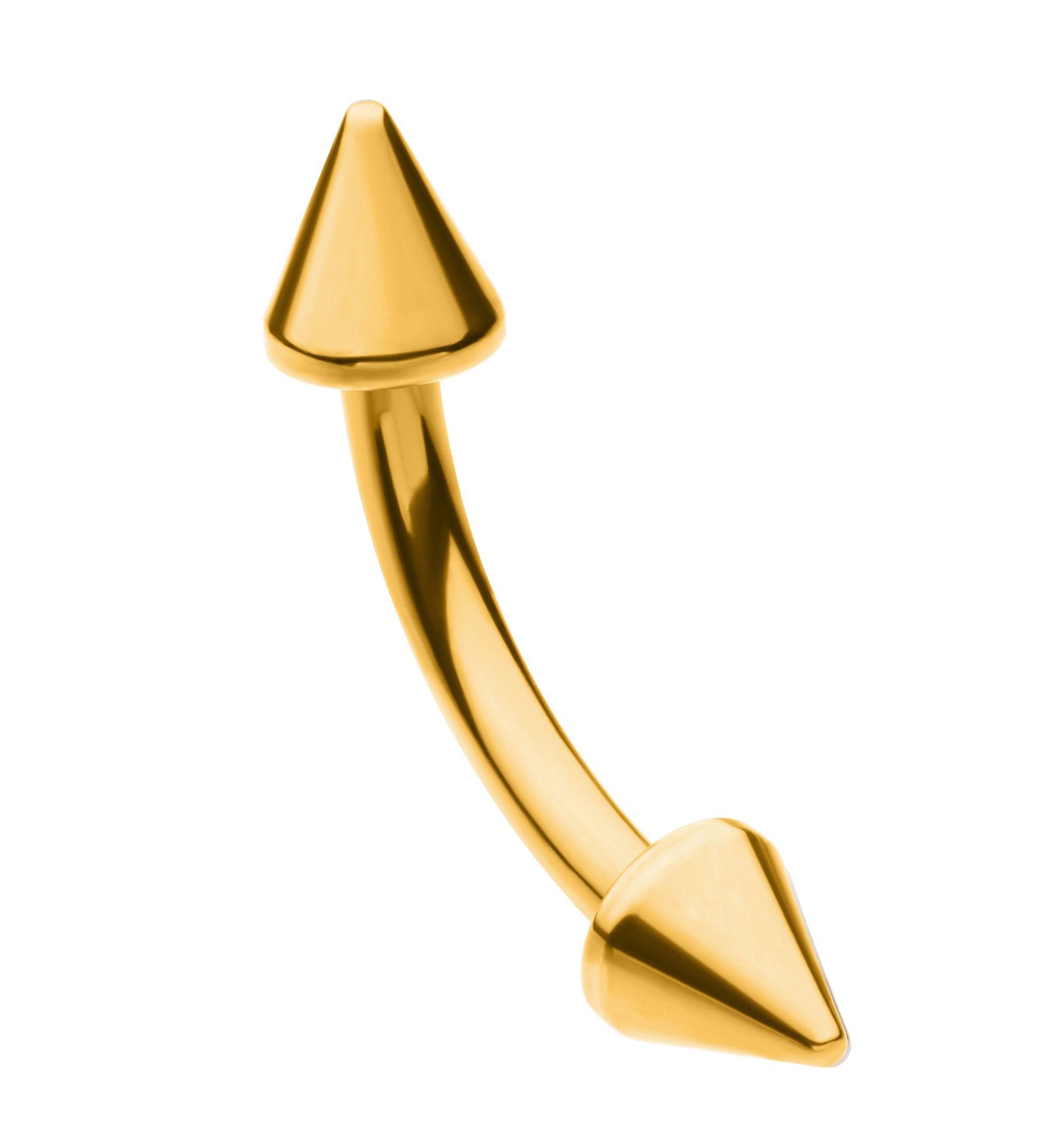 24kt Gold PVD Spiked Internally Threaded Titanium Curved Barbell