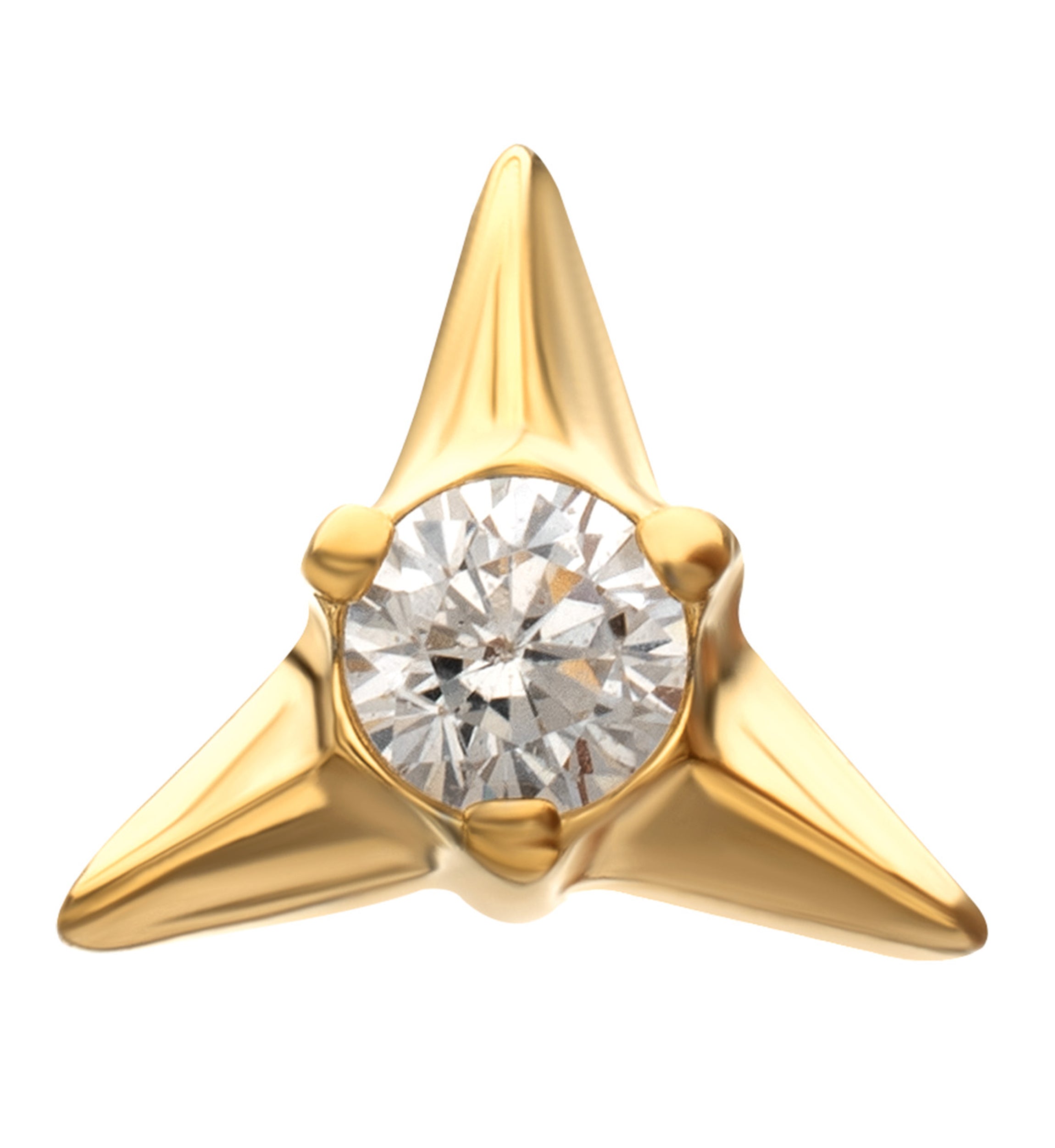 24kt Gold PVD Splice Clear CZ Titanium Threadless Top