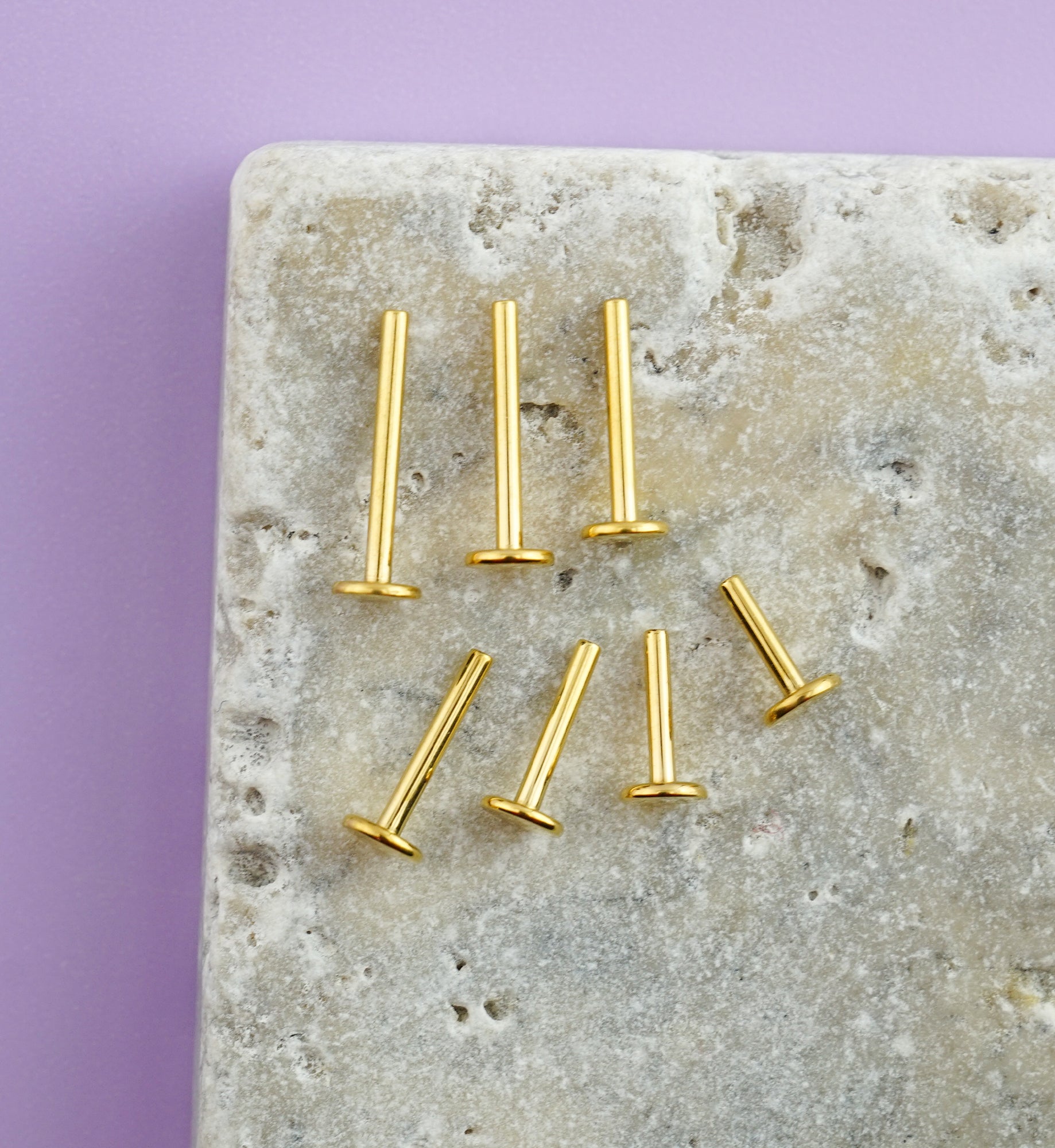 24kt Gold PVD Titanium Internally Threaded Labret Post