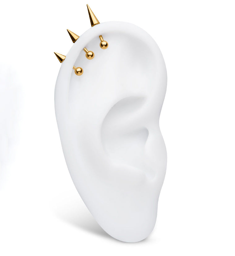 24kt Gold PVD Spike Threadless Titanium Top