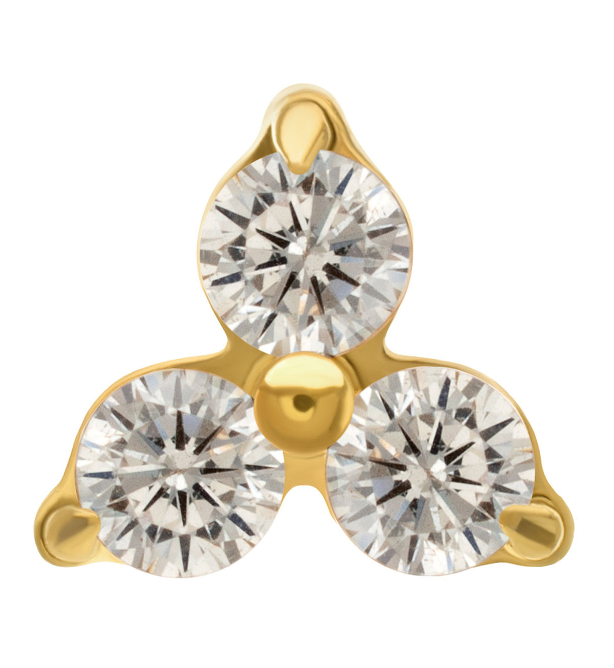 24kt Gold PVD Trine Clear CZ Titanium Threadless Top by Urban Body Jewelry