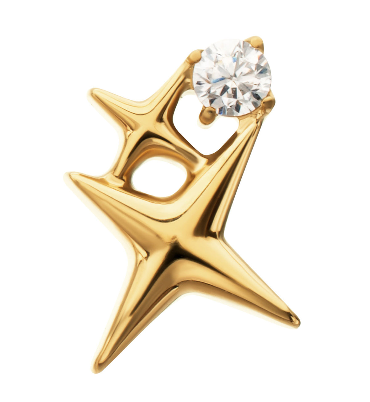 24kt Gold PVD Twinkle Star CZ Titanium Threadless Top