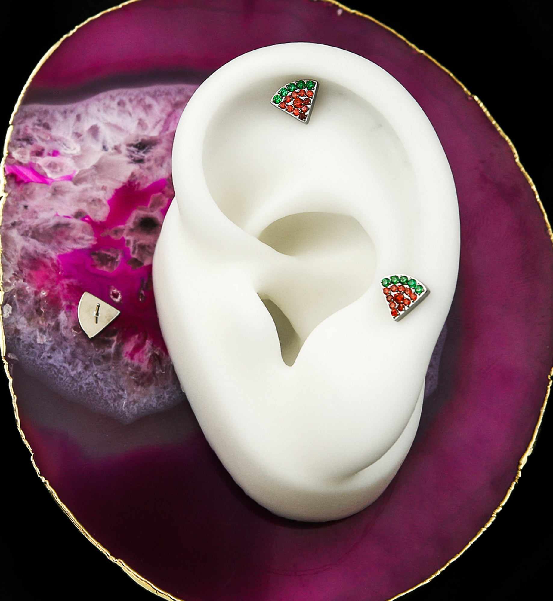 All Sweet Watermelon Red CZ Titanium Threadless Top