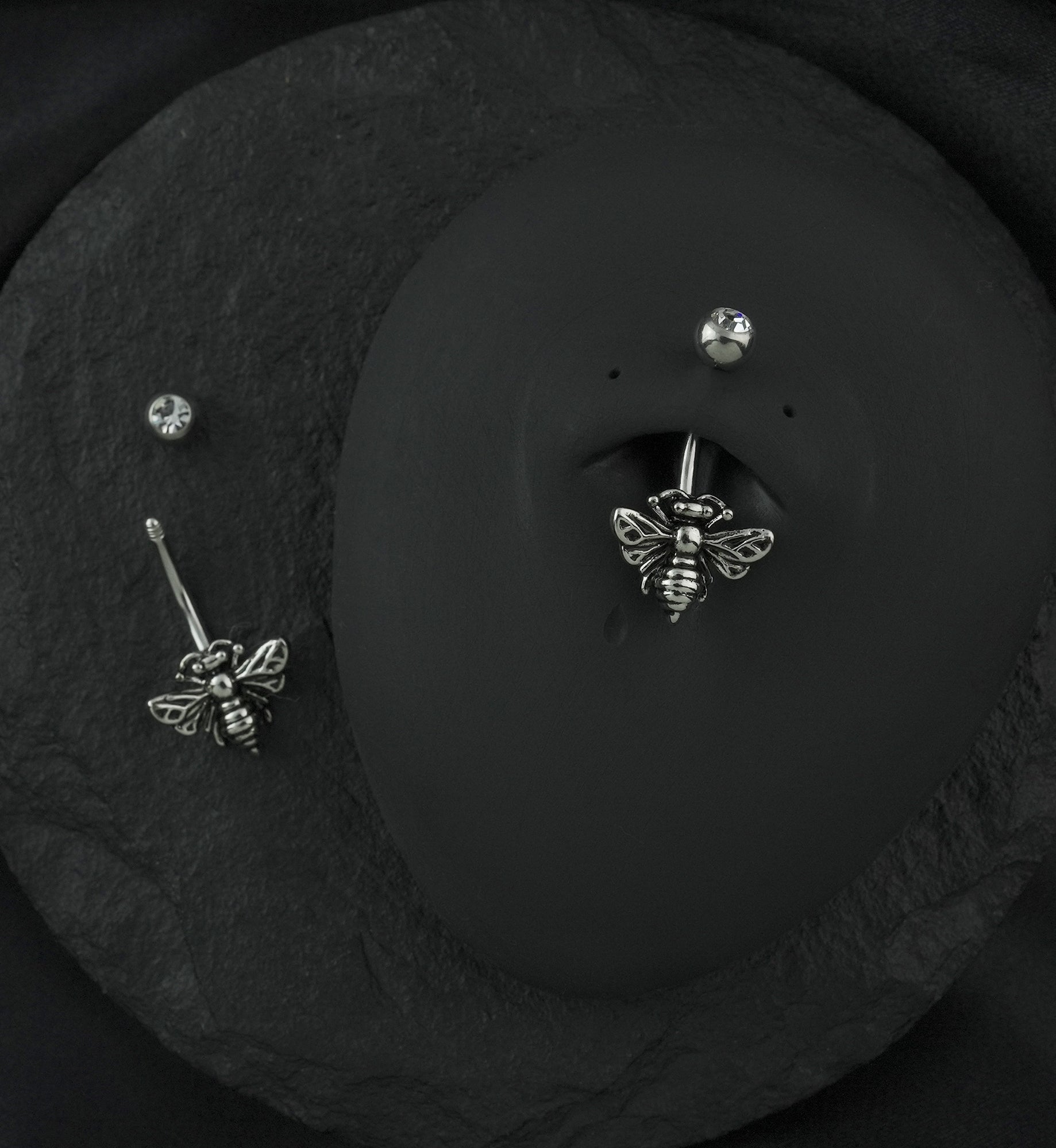 Bee Clear CZ Stainless Steel Belly Button Ring