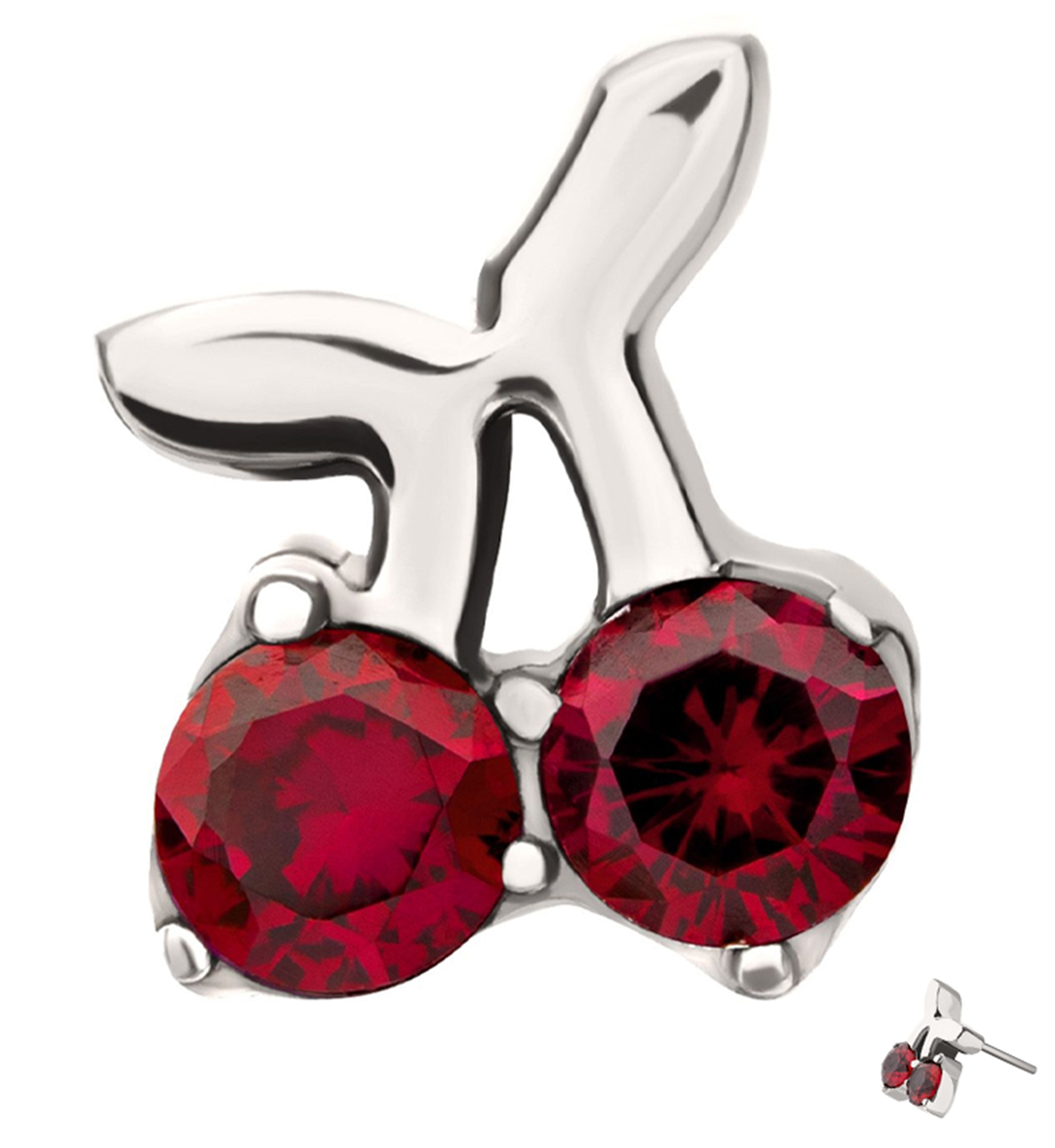 Bing Cherry Ruby CZ Titanium Threadless Top