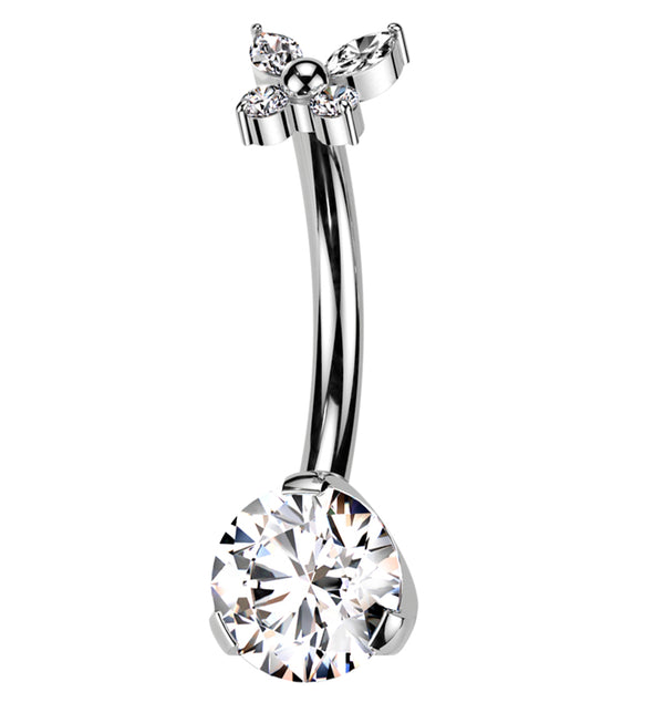 Butterfly Clear CZ Titanium Threadless Belly Button Ring