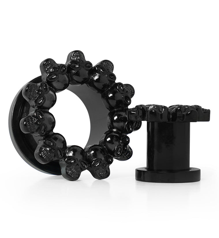 Skull Orbed Black PVD Stainless Steel Tunnel Plugs