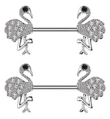 Flamingo Clear CZ Stainless Steel Nipple Barbell
