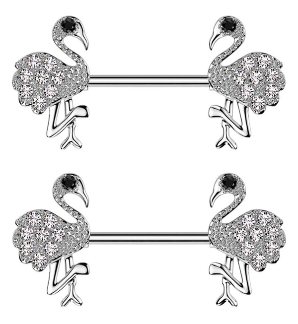 Flamingo Clear CZ Stainless Steel Nipple Barbell