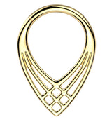 Gold PVD Criss Cross Teardrop Titanium Segment Ring
