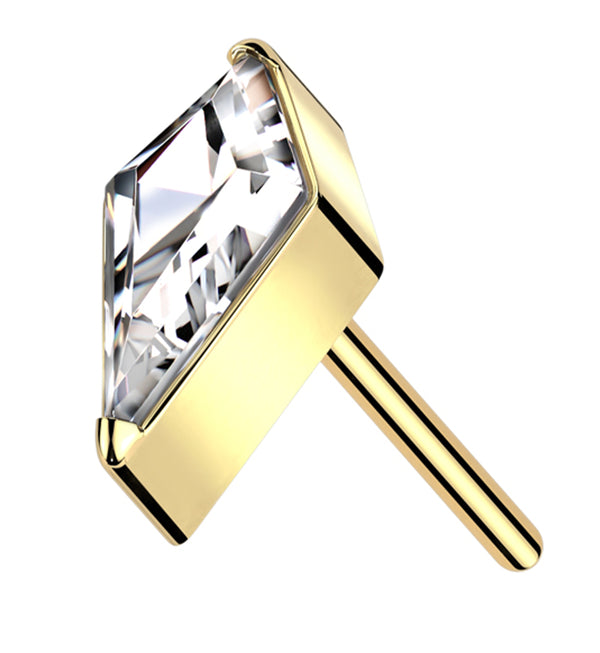 Gold PVD Tetra Clear CZ Titanium Threadless Top