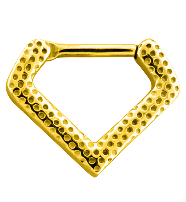 Gold PVD Pointed Honeycomb Stainless Steel Hinged Segment Ring