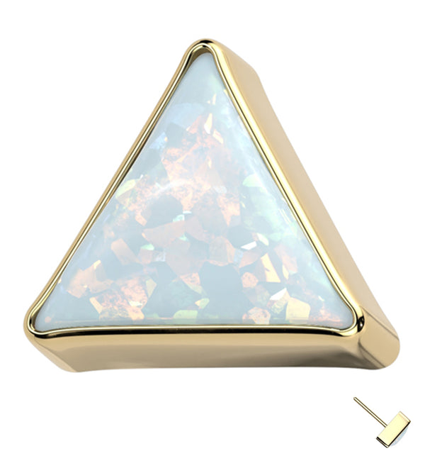 Gold PVD Triangle White Opal Titanium Threadless Top