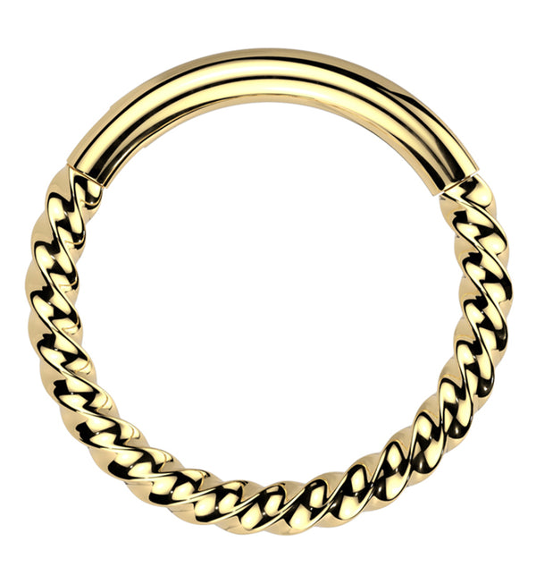 Gold PVD Twisted Titanium Segment Ring