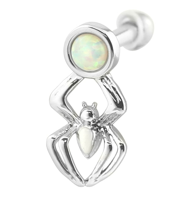 Hanging Spider White Opalite Stainless Steel Cartilage Barbell