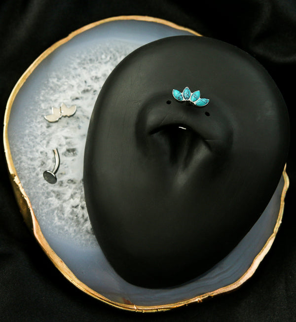 Quartet Turquoise Howlite Titanium Threadless Belly Button Ring