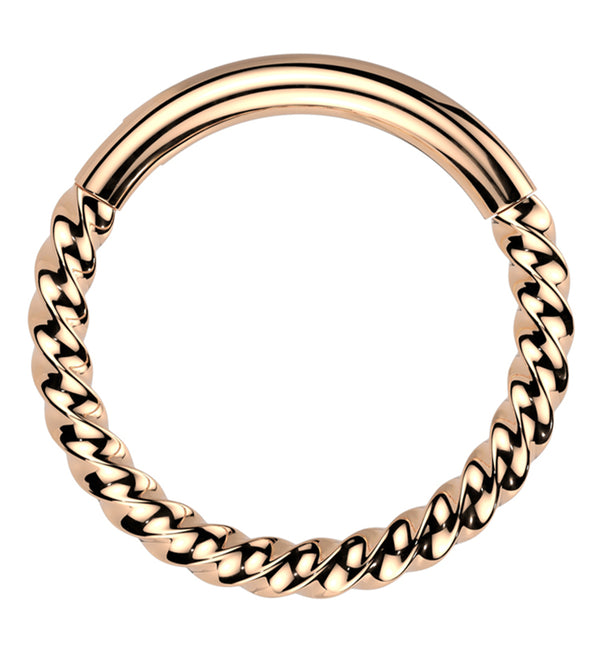 Rose Gold PVD Twisted Titanium Segment Ring