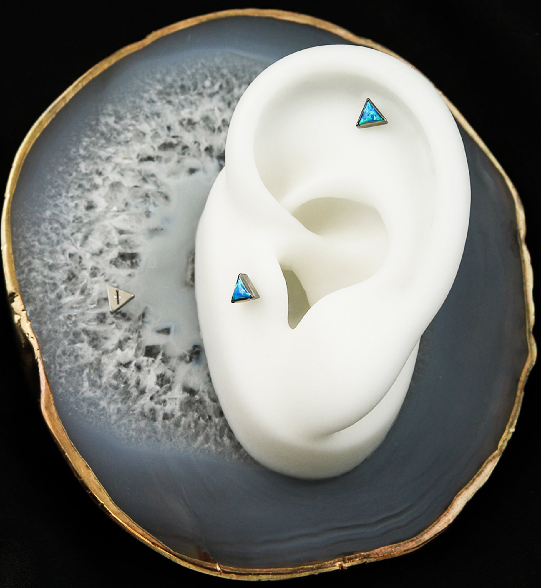 Triangle Blue Opal Titanium Threadless Top