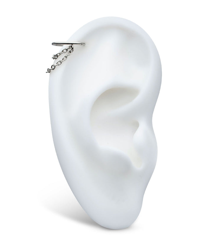 Abaft Double Dangle Chain Stainless Steel Hinged Segment Ring