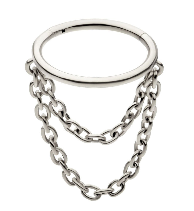 Abaft Double Dangle Chain Stainless Steel Hinged Segment Ring