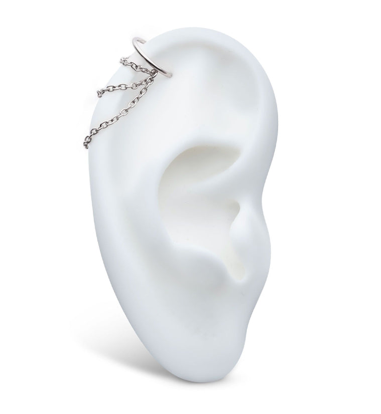 Abaft Triple Dangle Chain Stainless Steel Hinged Segment Ring