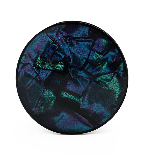 Acrylic Black Plugs With Abalone Shell Inlay (4G - 1