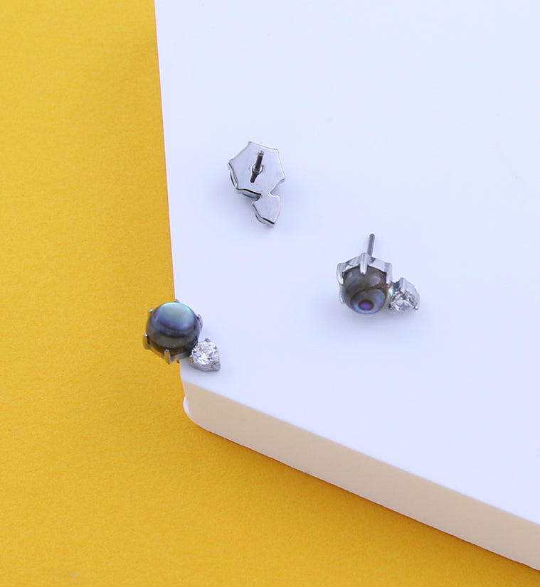 Abalone Drop Clear CZ Titanium Threadless Top