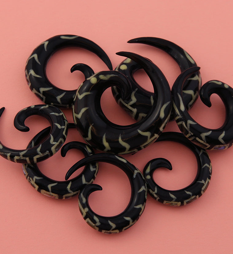 Black Horn Spirals Abalone Inlay