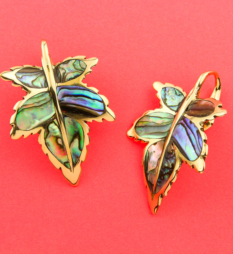 Abalone Leaf Brass Ear Weights