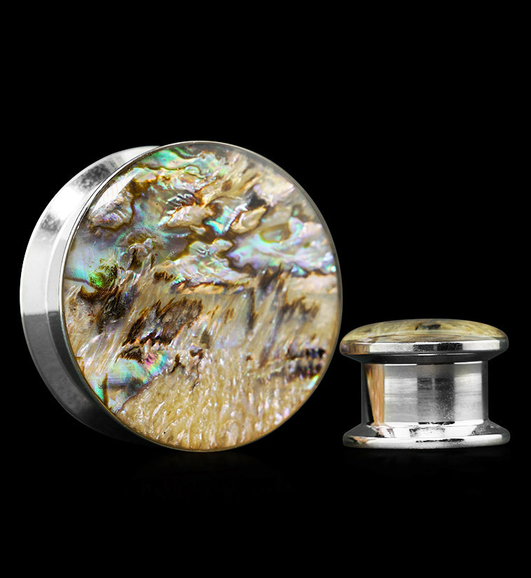 Abalone Shell Top Stainless Steel Plugs