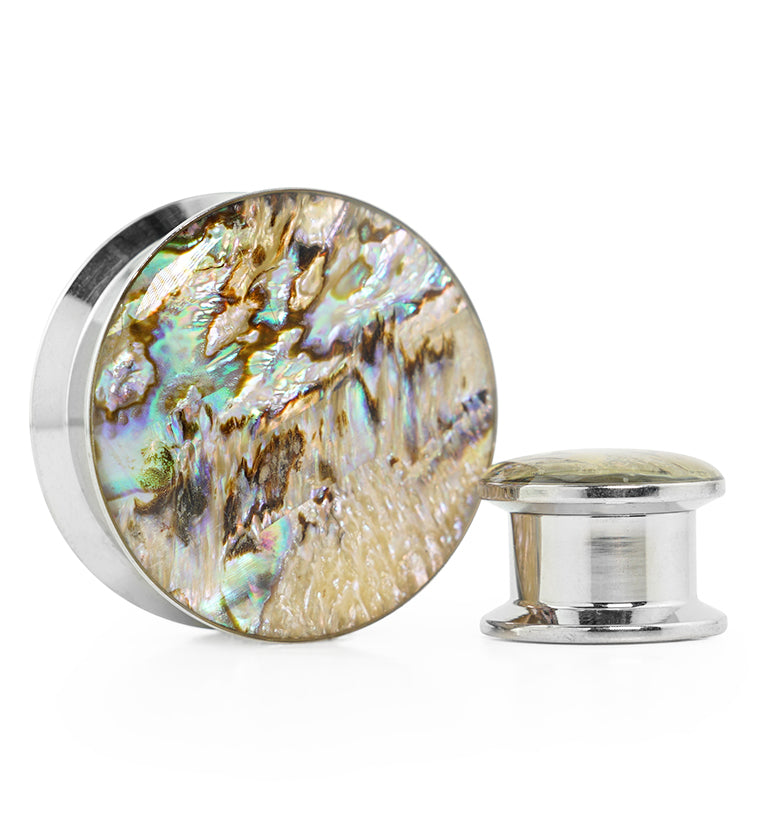 Abalone Shell Top Stainless Steel Plugs