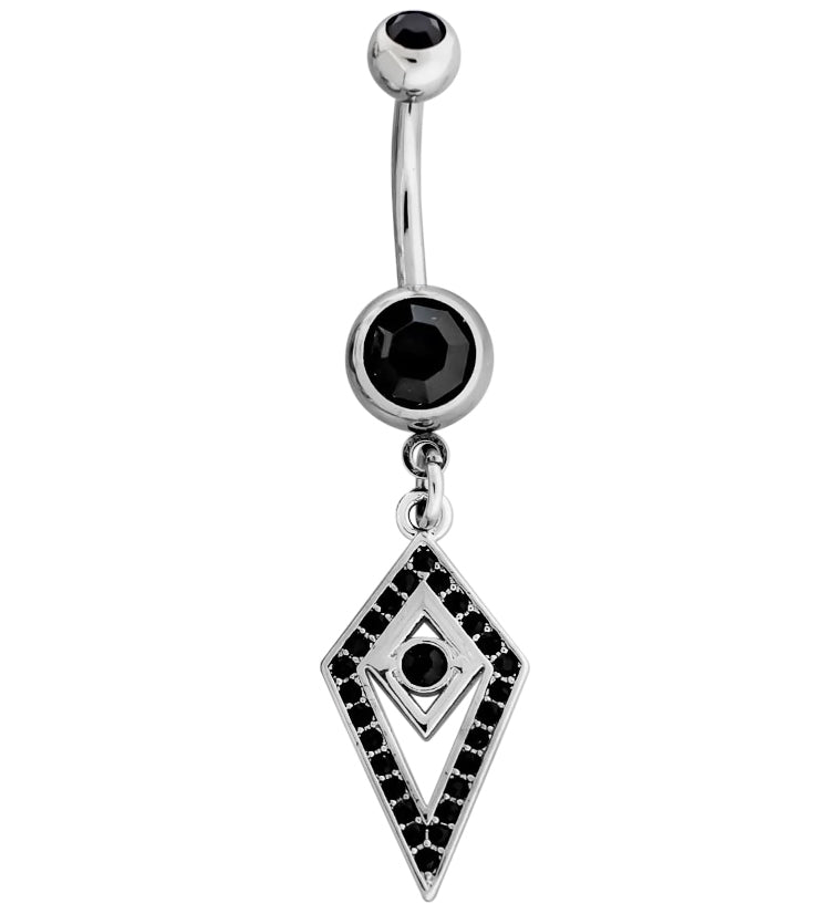 Abyss Black CZ Stainless Steel Belly Button Ring